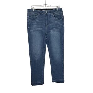 Democracy Jeans AB Technology High Rise Stretchy Size 12 Blue Wash Straight Leg